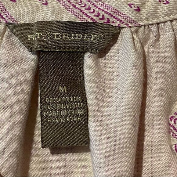 Bit & Bridle Western Cowgirl Equestrian Peasant Top W/ Bell Sleeves Women's Med. - Picture 12 of 13